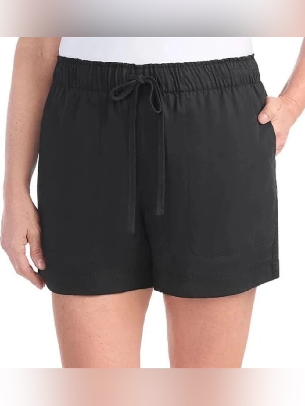 Hilary Radley Black Elastic Drawstring Women's Shorts